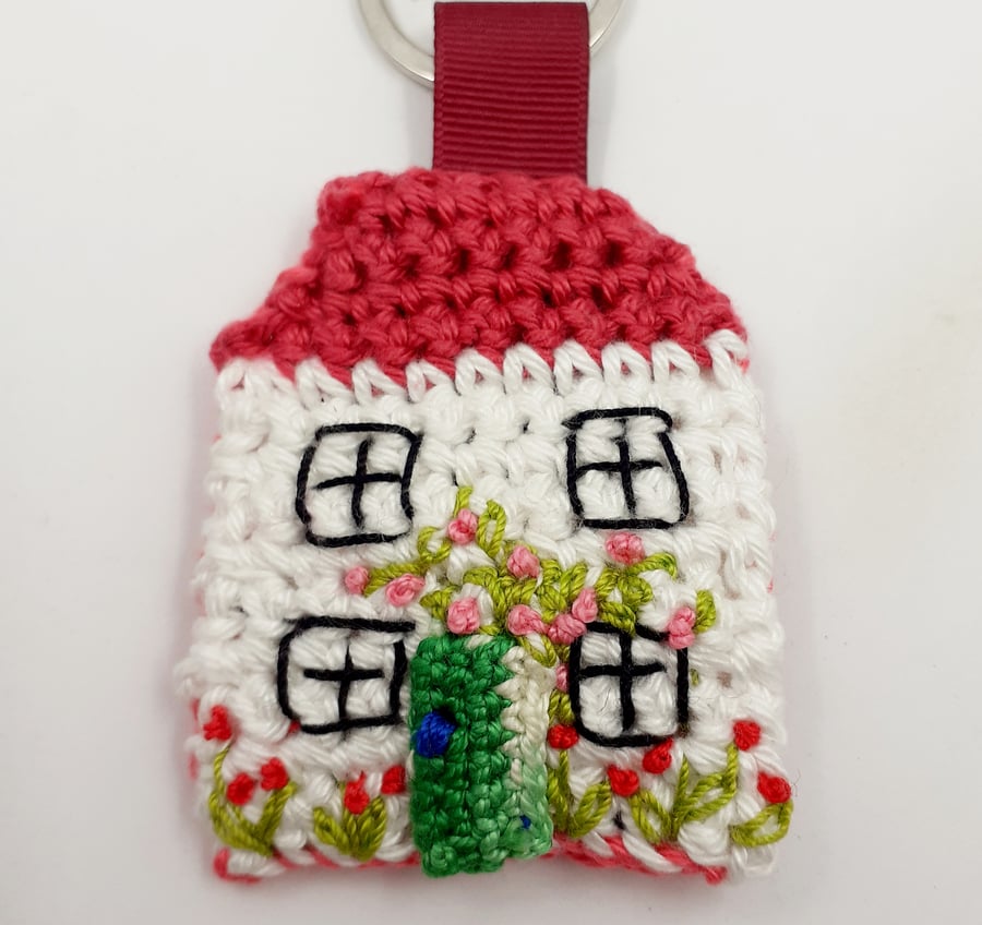 Crochet Cottage Key Ring. New Home 