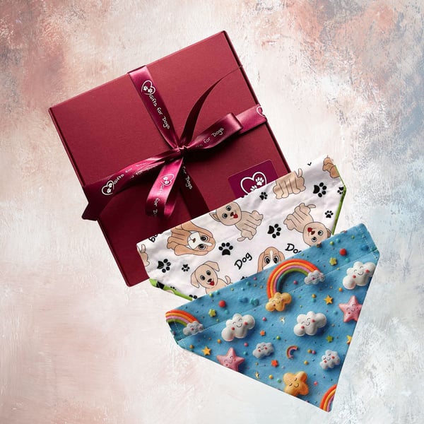 Dog Bandanas Set, Bandanas, Clouds-Dogs Design-Medium Dog Bandanas. 2 Pack-TW04