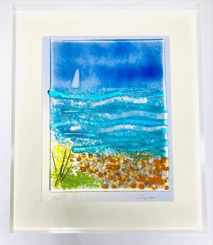 Fused glass seascape a -  glass picture 