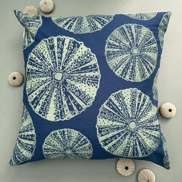 Sea Urchin Cushion - Handprinted Linocut