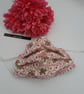 Face mask,  small, 3 layer, adjustable, washable in pink and white flowers.  - Image 5