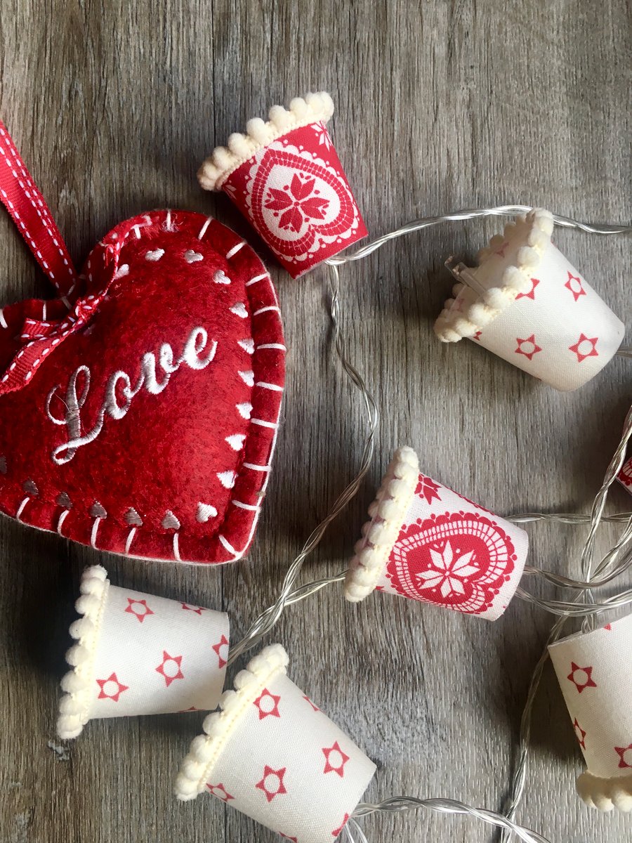 Lampshade Fairy Lights - Scandi Hearts and Stars