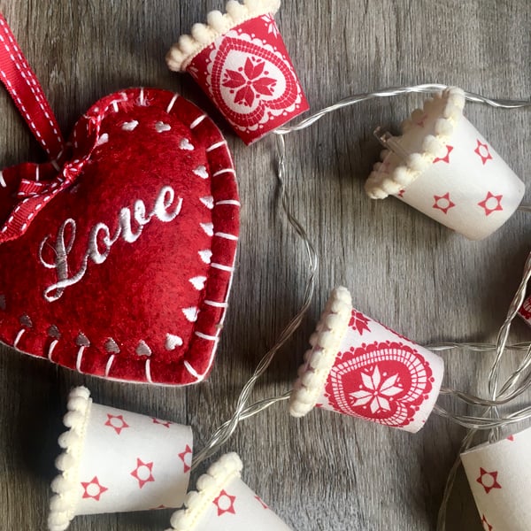 Lampshade Fairy Lights - Scandi Hearts and Stars