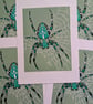 Green Garden Spider Lino Print  - Image 1