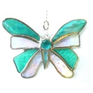 Birthstone Butterfly Suncatcher Stained Glass Aquamarine March 063