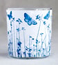 Butterfly Meadow Cyanotype candle holder white & blue, Nature inspired gift  - Image 8