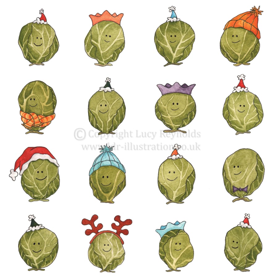 Pack of 4 - Smiley Sprouts Christmas Cards