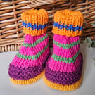 Bright Pure Cotton Aran Baby Booties 0-3 months size 