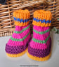 Bright Pure Cotton Aran Baby Booties 0-3 months size 