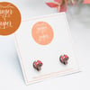 Hand Painted Wooden Mushroom Earrings, Wood Toadstool Studs, Cute Hand Crafted