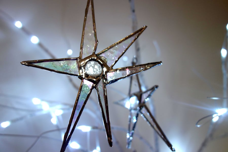  Sputnik  Ice Stars Retro 50's Style.  Window Ornament Suncatcher