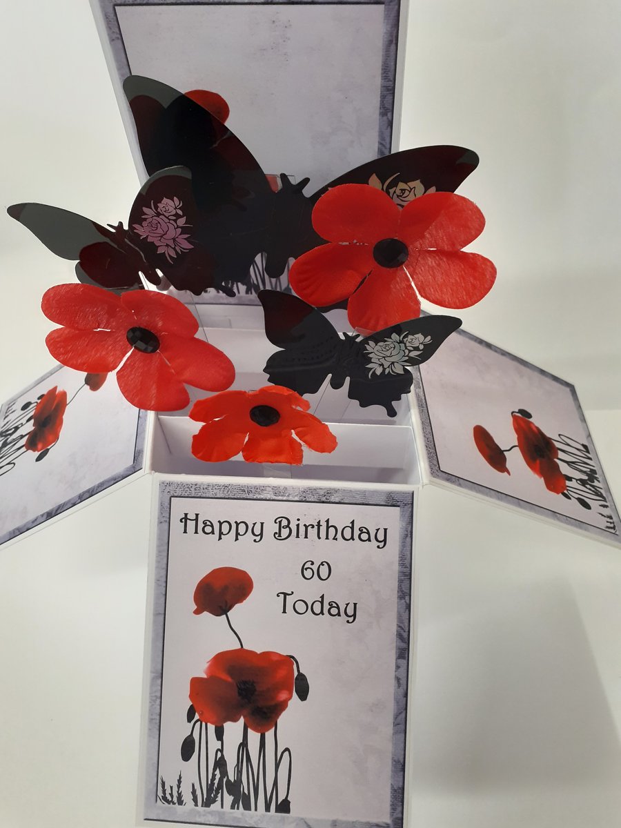 Ladies 60th Birthday Card with Poppies