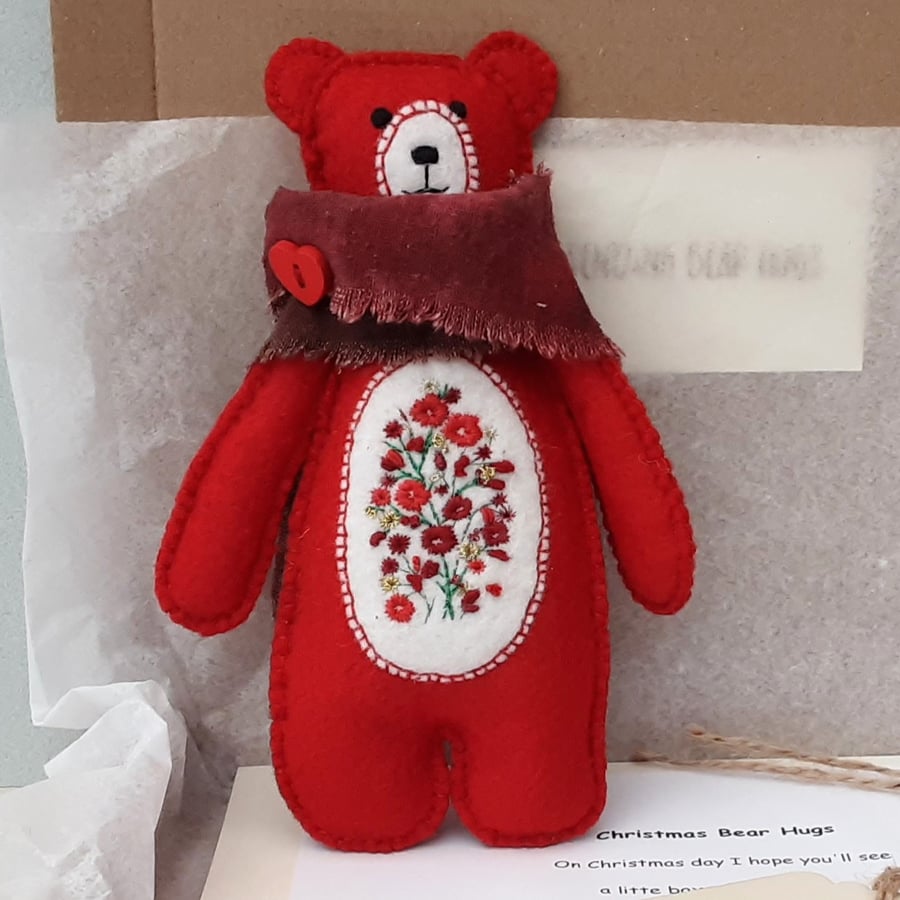 CUSTOM ORDER, Sold. Christmas Teddy Bear letterbox gift, sending bear hugs gift