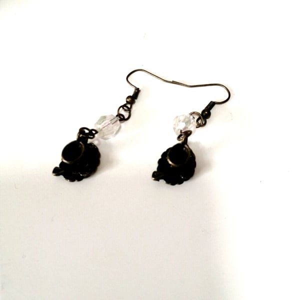 Teacup Earrings Drop Dangly earrings OOAK