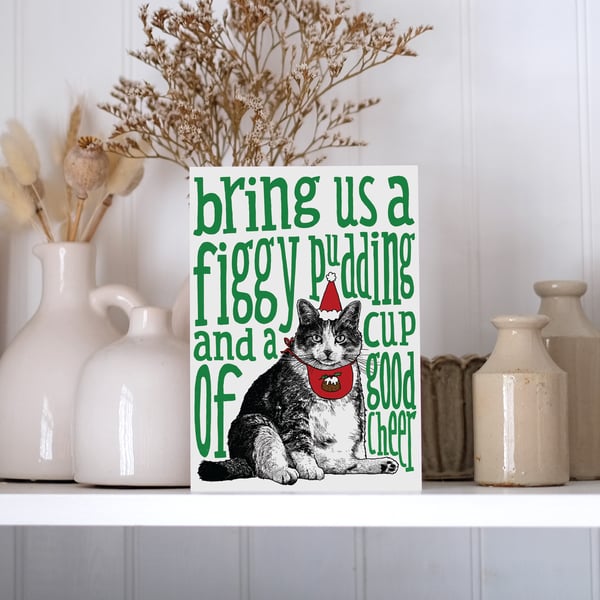Illustrated Cat Christmas Card