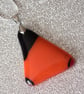 Fused Glass Pendant - Orange and Black - 1242