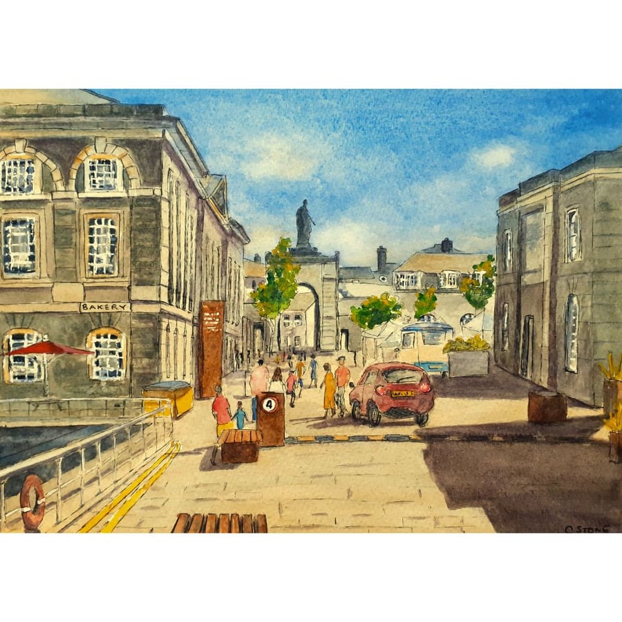 Royal William Yard  Plymouth Original Ink and Watercolour Painting Mounted