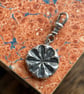 Sterling Silver Double Sided Poppy Head and Leaf Pendant Charm