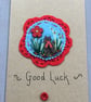 Hand Embroidered Good Luck Card