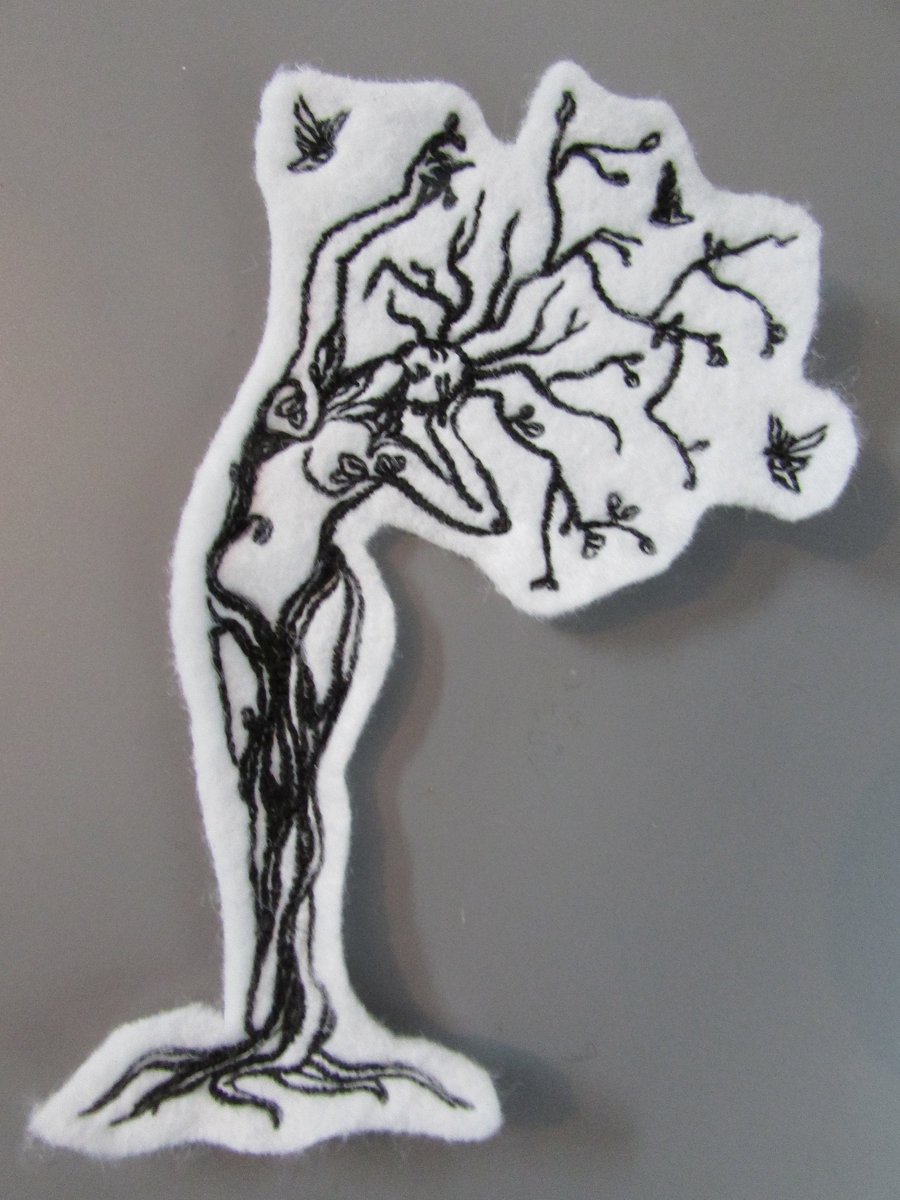 Tree Woman Embroidered Sew on Applique Patch