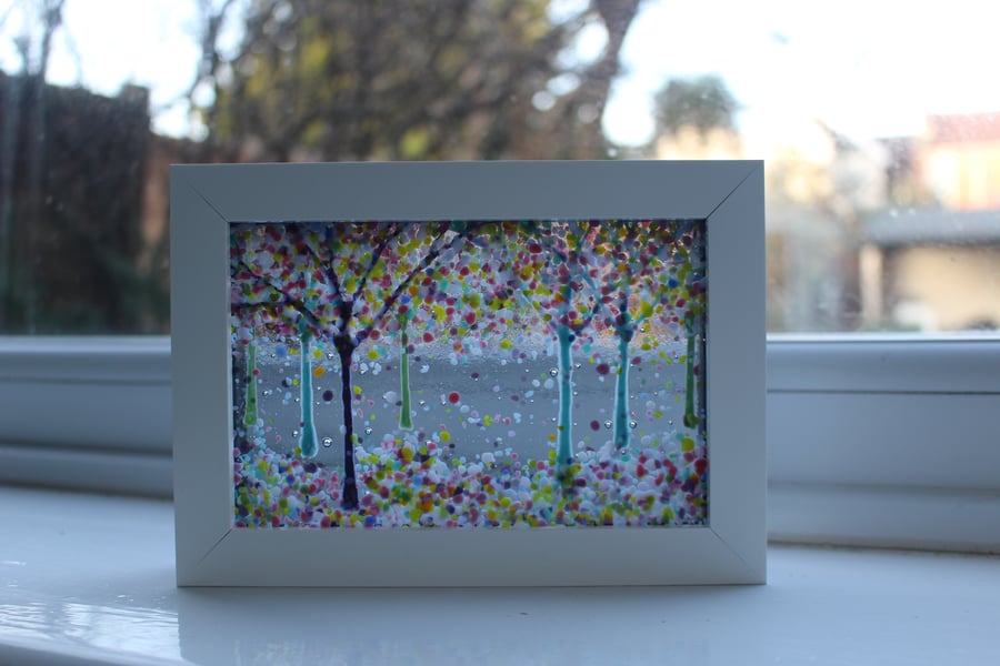 Seconds Sunday Amazing Fused Glass Woodland Picture 'Enchanted Forest'