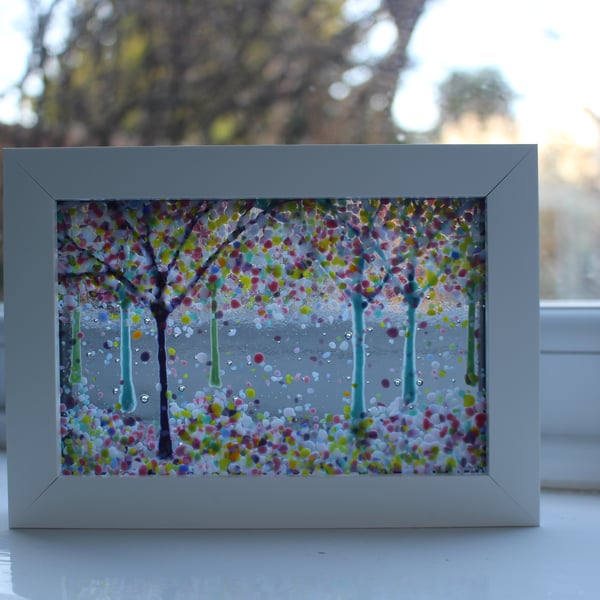 Seconds Sunday Amazing Fused Glass Woodland Picture 'Enchanted Forest'