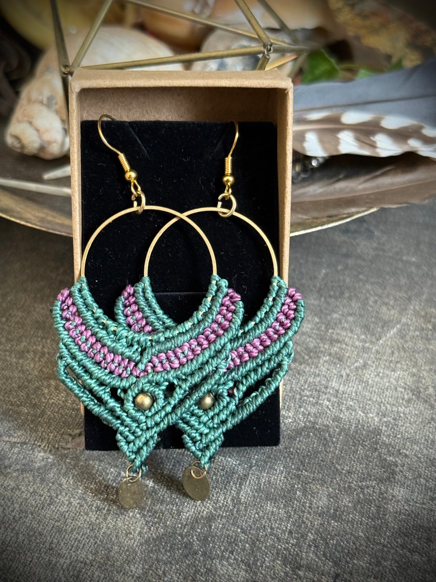 Boho Hoop macrame earrings, includes Free UK Folksy