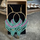 Boho Hoop macrame earrings, includes Free UK delivery