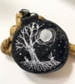 Up-cycled full moon and tree key ring or bag charm.