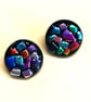 Set of two black satin dichroic glass shank buttons - Image 6