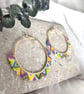 Colorful Beaded Hoop Earrings - Handmade Seed Bead Hoops - Image 5
