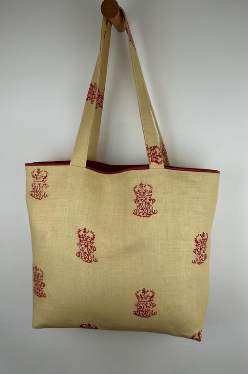 Heavy LinenTote - Large shopping bag - Fully lined Tote - Long Handled Tote