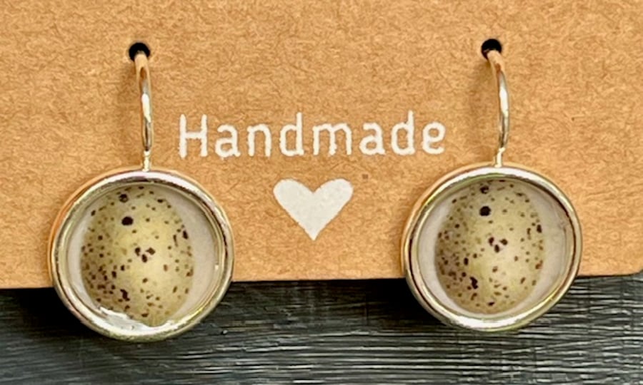 Vintage speckled egg silver and resin earrings