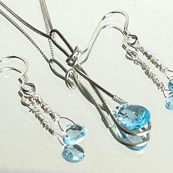 Blue Topaz Jewellery set sterling silver 