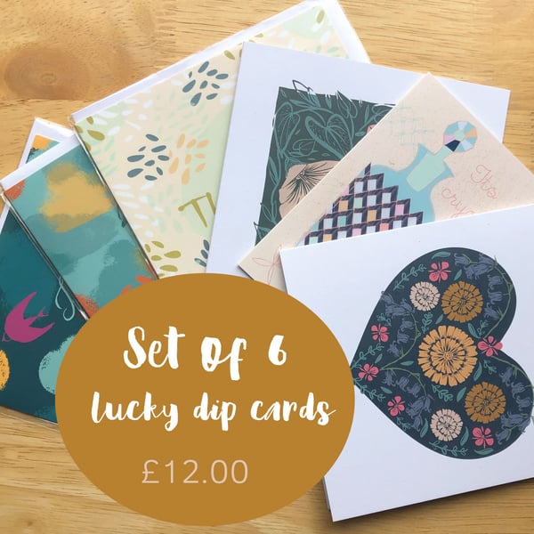 Lucky dip 6 card bundle greetings cards for occasions