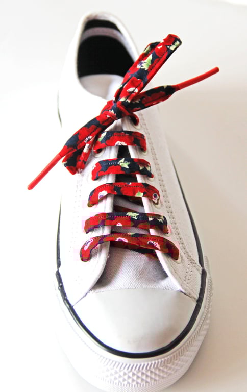 Red Floral Cotton Shoelaces