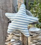 FABRIC STARFISH DECORATION - blue and white stripes - Image 2