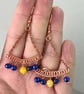 Copper Chandelier Earrings With Yellow Agate and Pearls