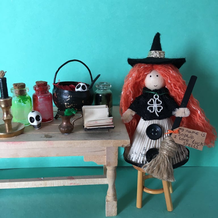 Orange Witch Doll Decoration, Halloween Decoration