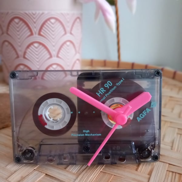 Personalized Cassette Tape Desk Clock, 1980s, customized gift