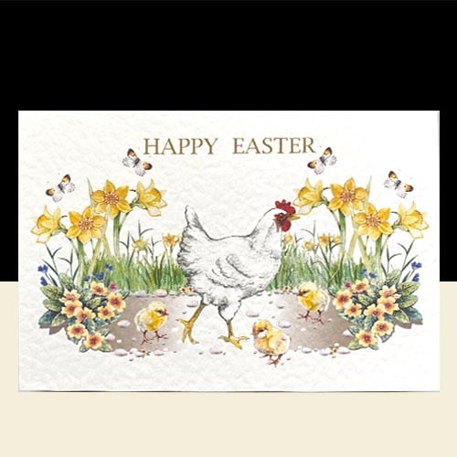 Easter Hen and Chicks Handmade Card 