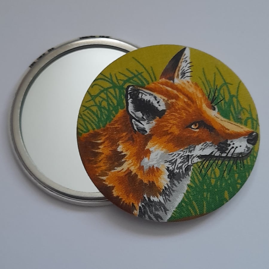 Fox Design Fabric Backed Pocket Mirror