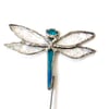 Iridescent Stained Glass Dragonfly plant stake