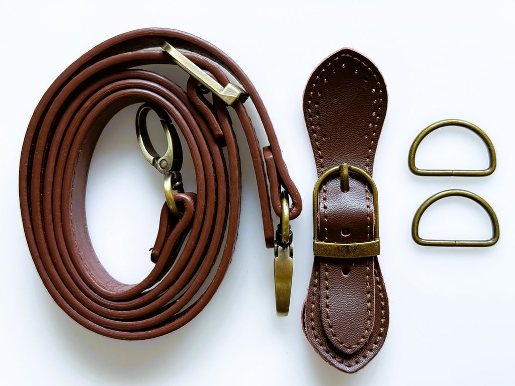 Mid Brown Buckle Clasp & Strap Hardware Kit for Making a Felt Bag on a Ball