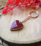 Red Heart Sparkly Keyring - Rose Gold and Antique Bronze Edition