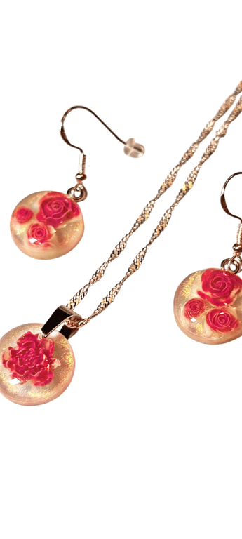 Handmade Jewelry Rose,Epoxy Resin & S925 Silver