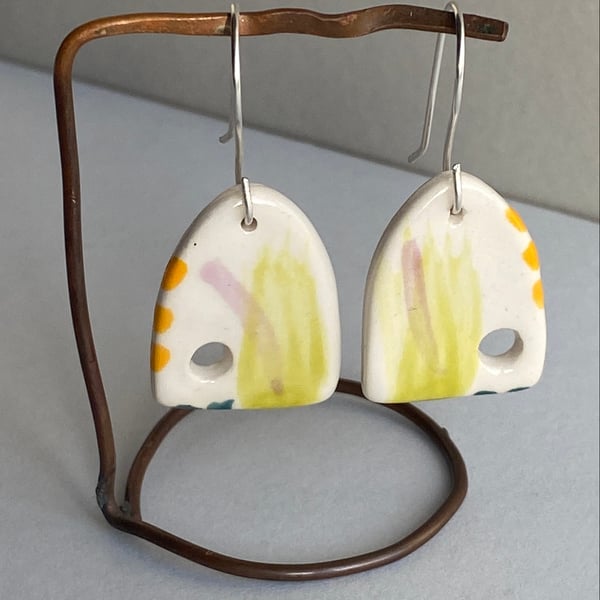 Earrings Handmade Ceramic dangly sterling silver earrings