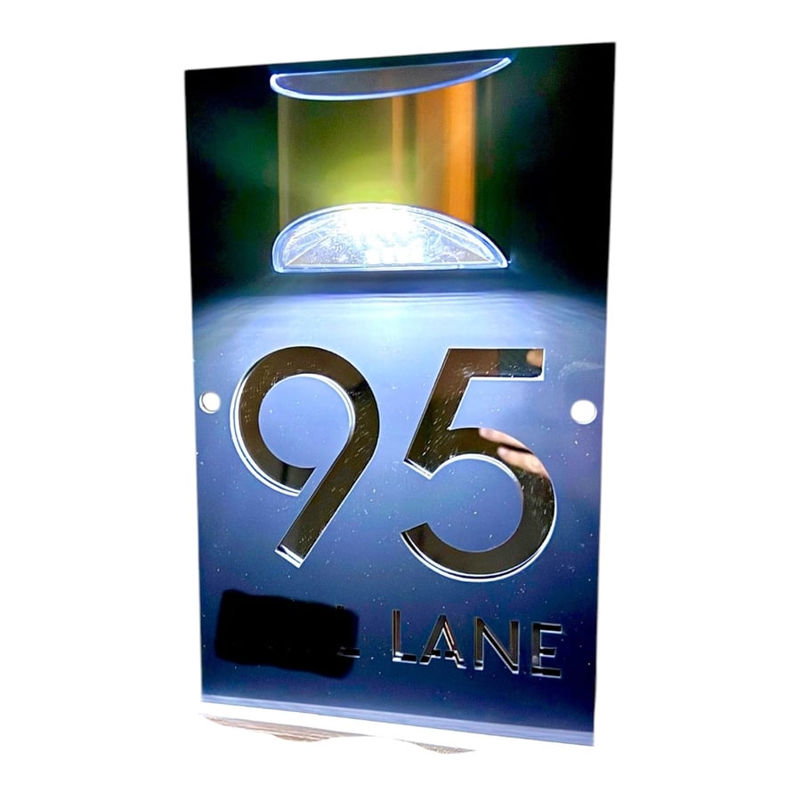 Personalised Solar Light with Illuminated LED House Sign and Street Name