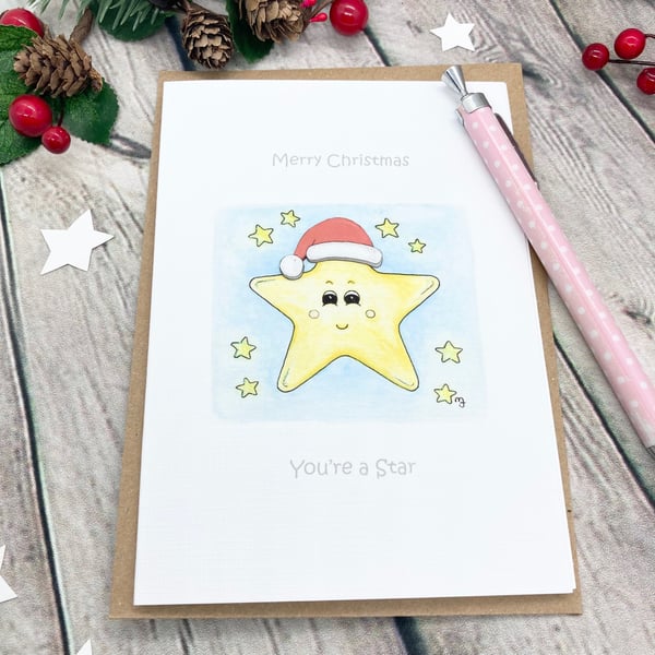 Christmas Star Card - Christmas Greetings Card - Personalised - You’re a Star