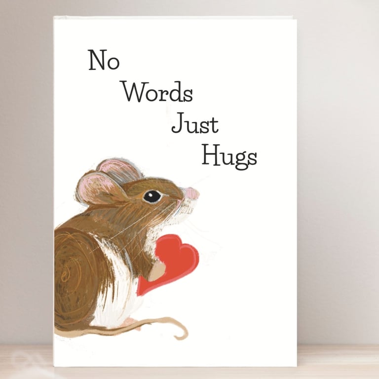 Blank card mouse heart hug all occassions